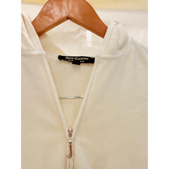 Vintage Juicy Couture White Babydoll Hooded J Zipper Cardigan Small - Picture 3 of 5